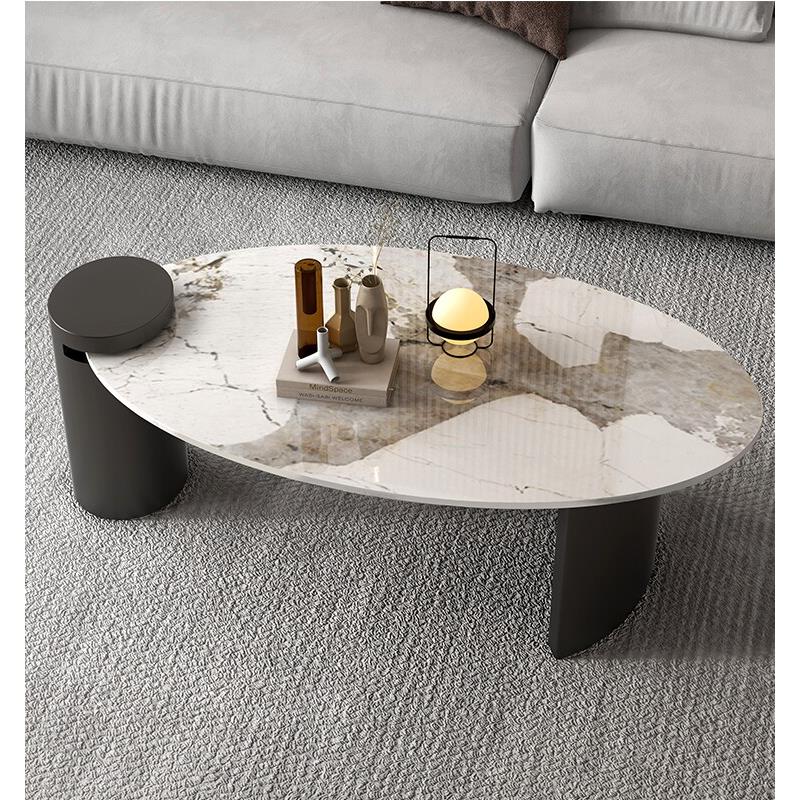 意大利极简主义潘多拉石板咖啡桌轻豪华现代小公寓客厅家庭咖啡桌