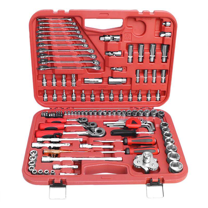 捷科工具121件汽修工具组套 多功能套筒棘轮扳手套装车载工具箱