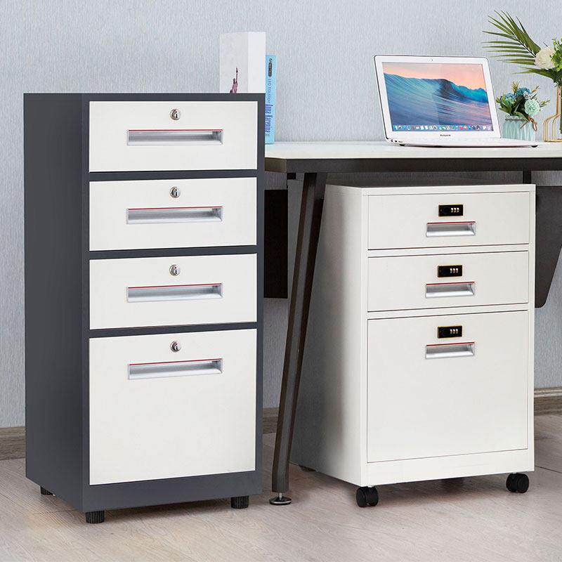 铁皮文件柜密码矮柜办公室桌下活动抽屉柜资料收纳带锁储物小柜子