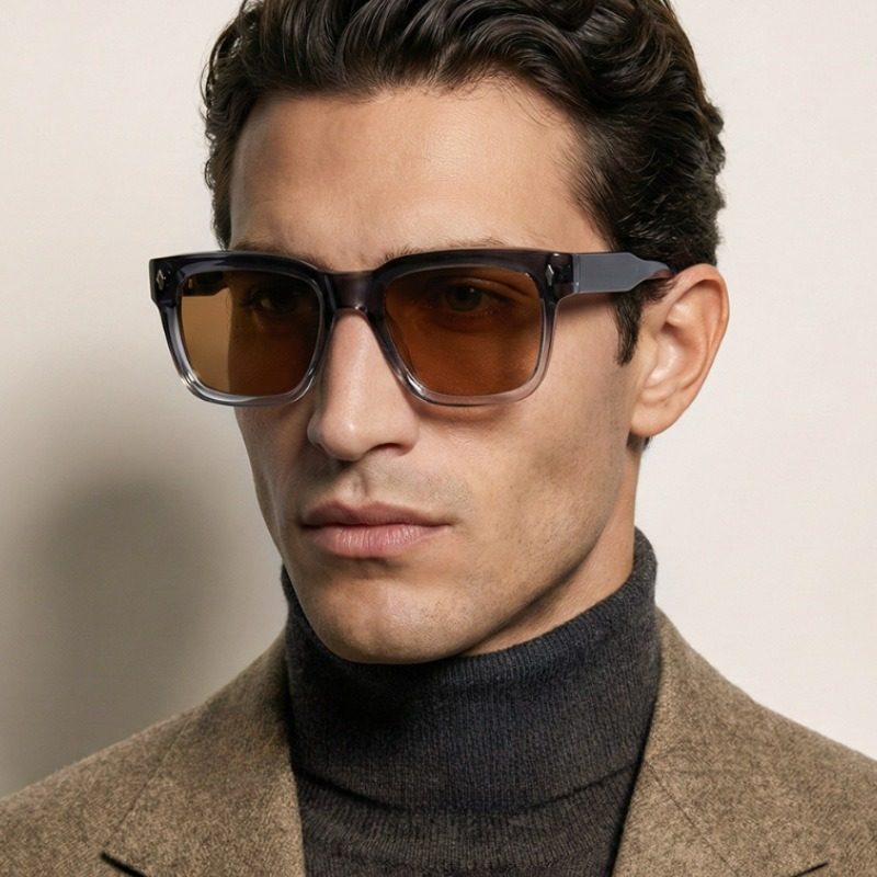 复古风板材方框太阳镜男士棕色偏光墨镜开车驾驶防紫外线钓鱼眼镜