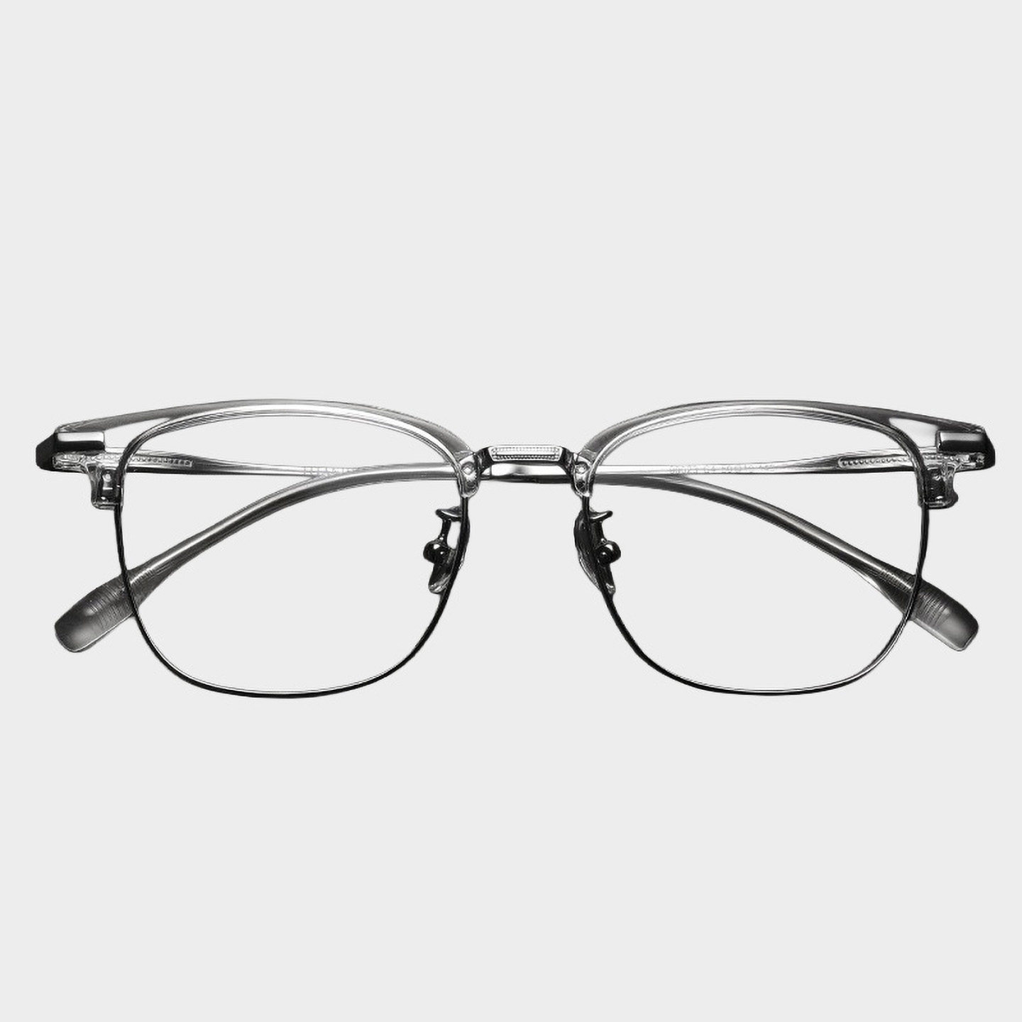 超轻半框眉线框眼镜男女透明灰色商务纯钛时尚防蓝光近视镜架
