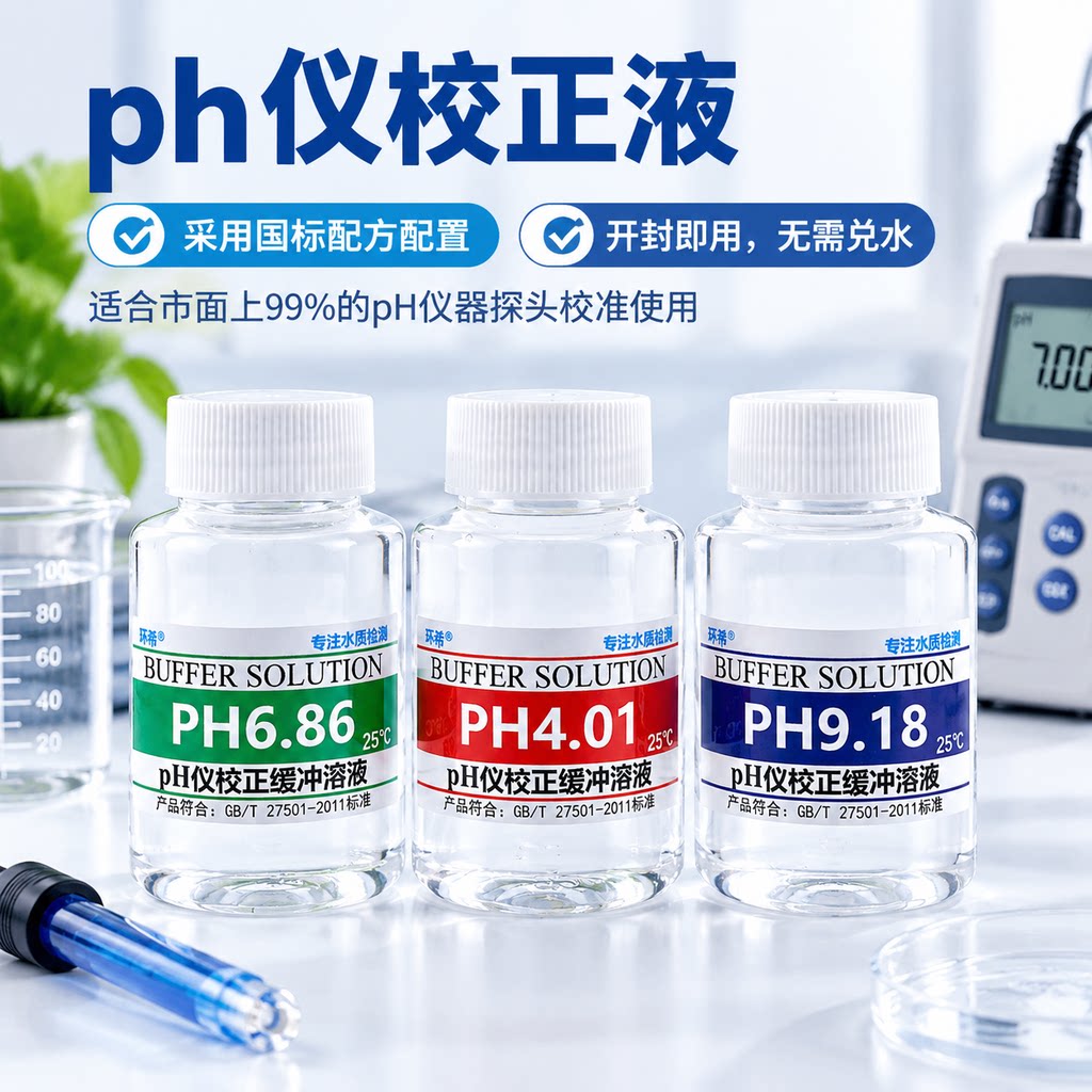 PH仪标准高精度检测笔ph校正液科研酸碱度计专用校准保护缓冲溶液