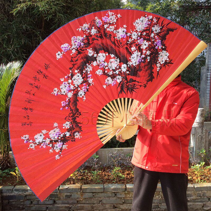 超大挂扇装饰扇中国风工艺绢布大折扇子影楼魔术道具婚庆摄影梅花