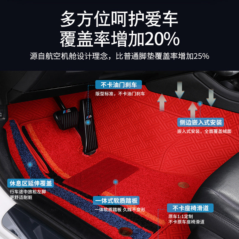 奥迪TT/A1/A3/A5/A8专用360航空软包脚垫铺底脚踏垫地毯防水改装