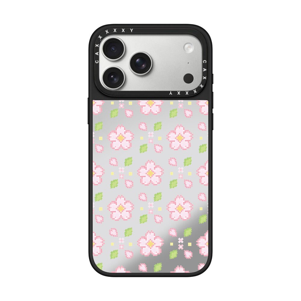 马赛克樱花手机壳适用苹果17ProMax艺术家限定16Pro卡通