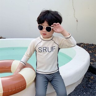 潜水冲浪服游泳衣防晒套装 宝宝泳衣韩国儿童泳衣男童分体长袖 长裤