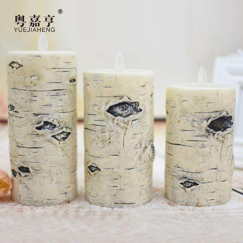 桦树皮led电子蜡烛灯假蜡烛创意浪漫小夜灯婚庆派对装饰灯路引灯