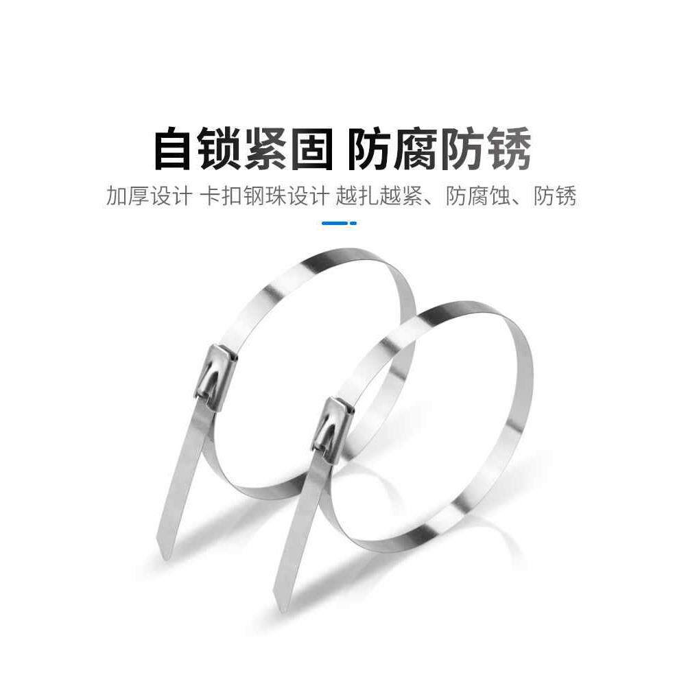 6E3X自锁304不锈钢扎带4.6MM电线金属绑带室外抗氧化船用固定束线