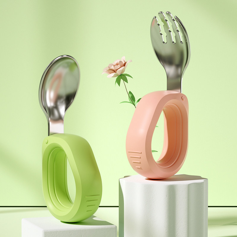 宝宝勺子学吃饭训练1一2岁婴儿童自主进食弯头辅食勺叉不锈钢餐具,婴童用品,儿童餐具,淘宝优惠券,粉丝福利购,淘宝优惠卷