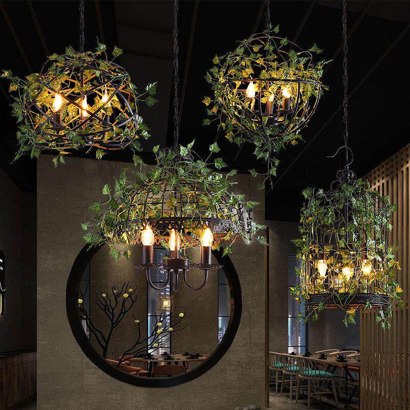 复古工业风植物吊灯创意音乐主题餐吧酒吧火锅咖啡餐厅鸟笼吊灯