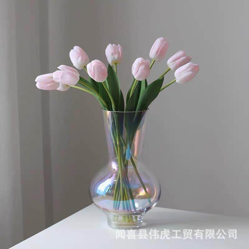 炫彩玻璃花瓶水养水竹玫瑰百合插花瓶样板间客厅摆件北欧ins花瓶