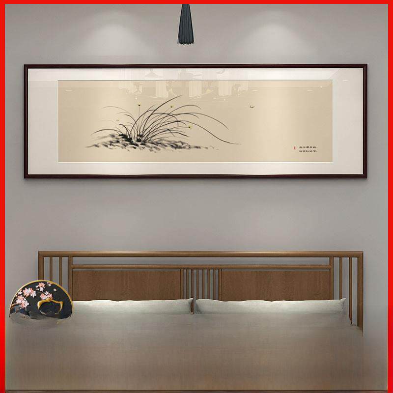 兰花挂画新中式梅花竹子画中国风客厅装饰画餐厅画卧室床头画横版