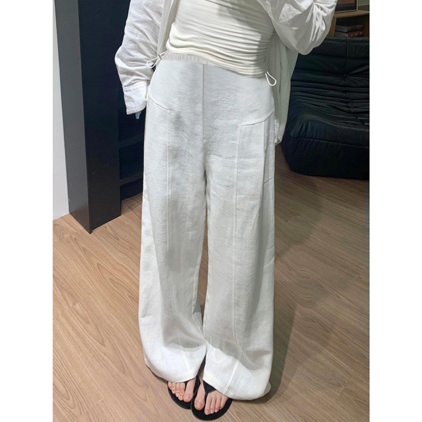 孕妇裤子春夏季薄款外穿亚麻休闲裤孕期不勒肚子打底阔腿裤女夏装