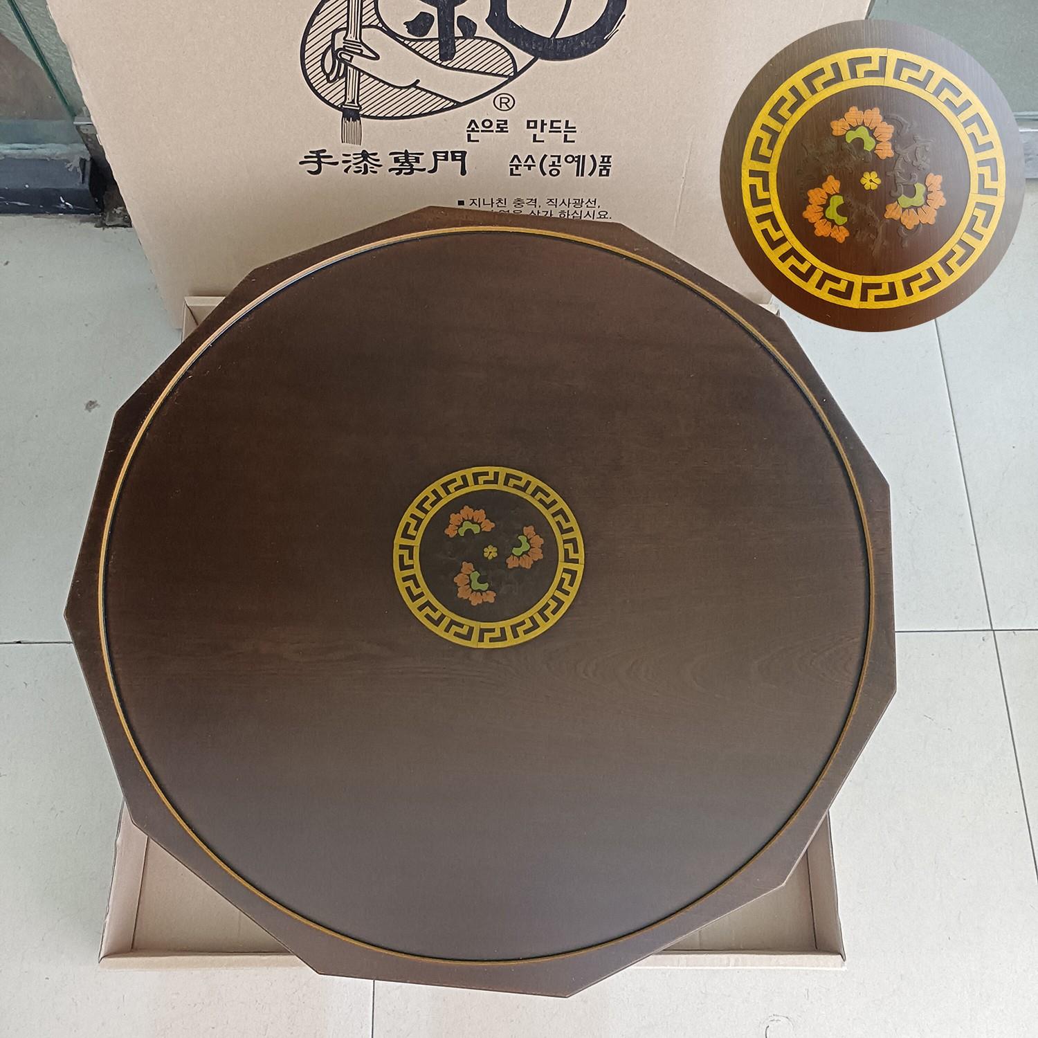 韩国原装进口圆形木桌茶飘窗榻榻米小茶几传统式大覆古折叠炕桌子
