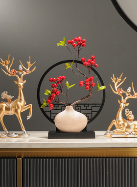 新中式家居客厅屏风中式摆件酒柜电视柜玄关隔断办公室书房装饰品