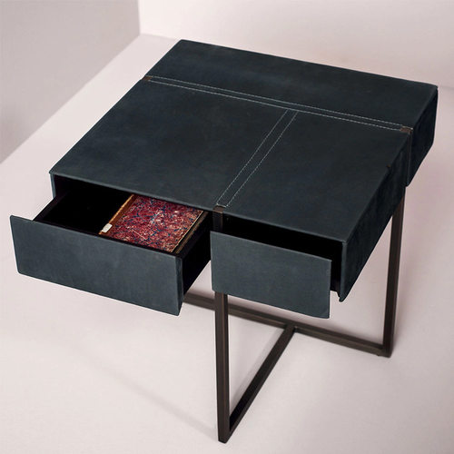 Degas意式极简床头柜简约现代轻奢卧室皮艺储物床边柜带抽屉