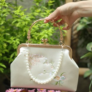 【听月掌柜专属】包包时尚百搭素雅汉服包单肩斜挎珍珠手提口金包