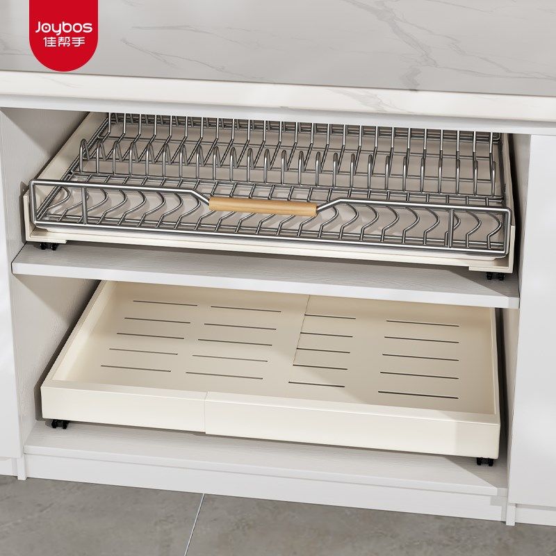 佳帮手不锈钢橱柜拉篮厨房抽屉式伸缩沥水架免打孔抽拉碗碟收纳架,厨房/烹饪用具,厨房置物架/置物柜/角架,淘宝优惠券,粉丝福利购,淘宝优惠卷
