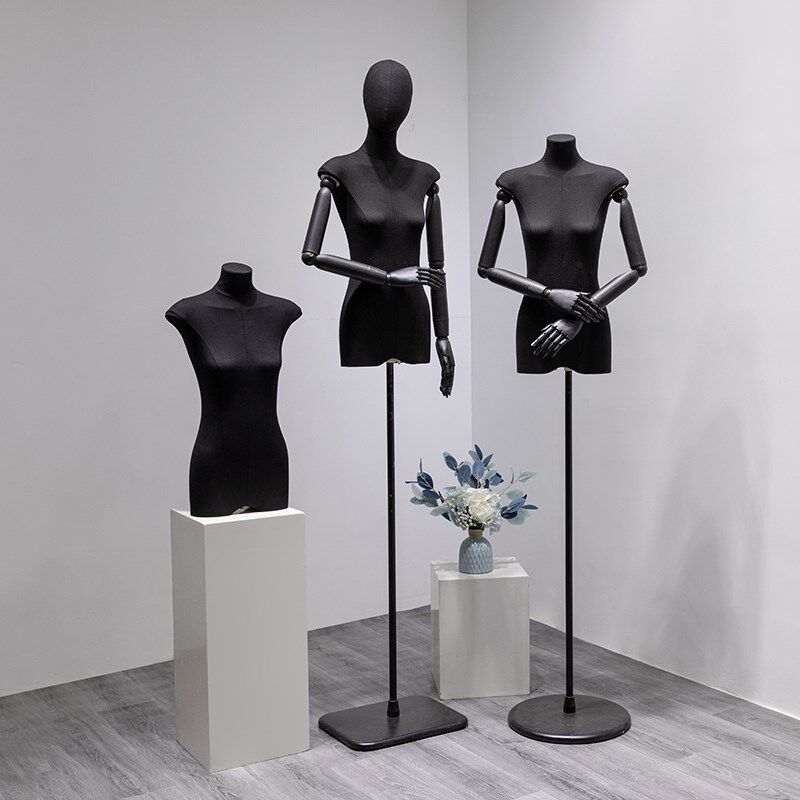 服装店扁身模特半身假人偶全身道具橱窗专用黑色模特展示架女装