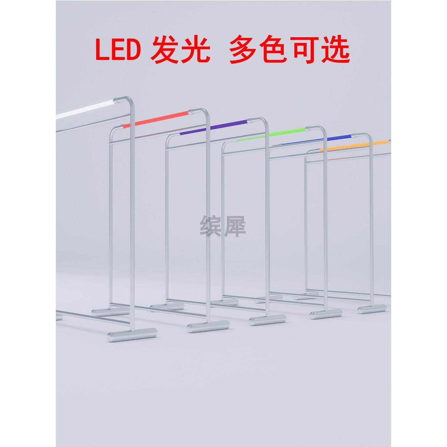 新款LED发光服装店展示架不锈钢中岛陈列侧挂落地式男女装店货架