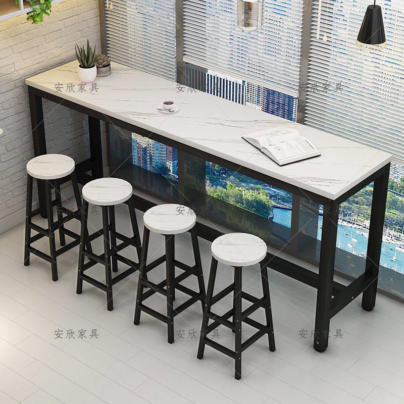 靠墙吧台桌高脚桌简约家用客厅阳台小吧台长条桌奶茶店桌椅组合