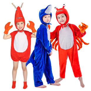 六一儿童海底动物服装螃蟹龙虾河马海豚演出服企鹅表演服衣服亲子