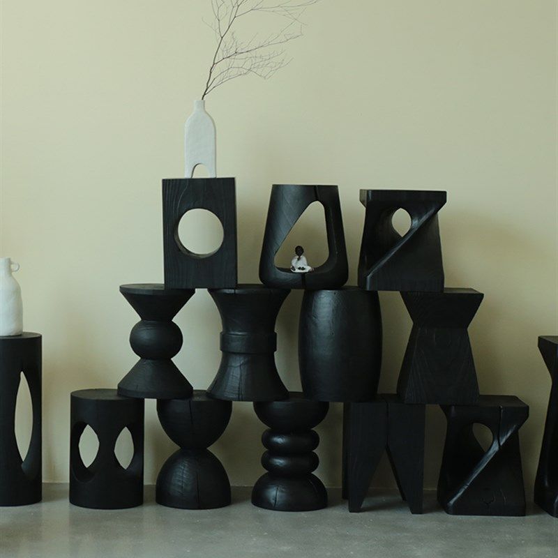 碳化黑色木墩实木边几凳子原木角几墩子坐凳木头树桩摆件木桩圆凳,住宅家具,根雕凳子,淘宝优惠券,粉丝福利购,淘宝优惠卷