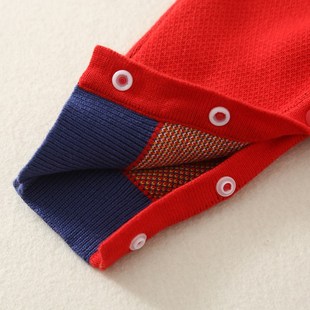 婴儿过年衣服红色中国风喜庆满月爬服男女宝宝龙年拍照连衣毛衣