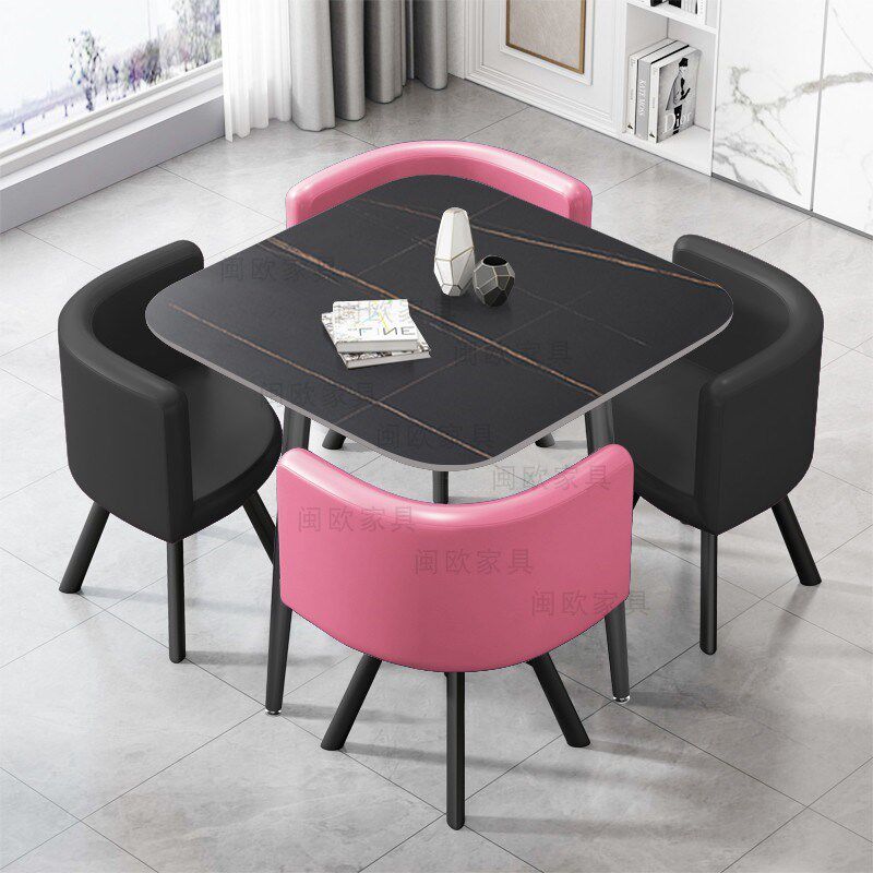 岩板餐桌家用小户型饭桌商店洽谈桌椅组合接待办公室商务方圆桌椅,住宅家具,岩板餐桌,淘宝优惠券,粉丝福利购,淘宝优惠卷