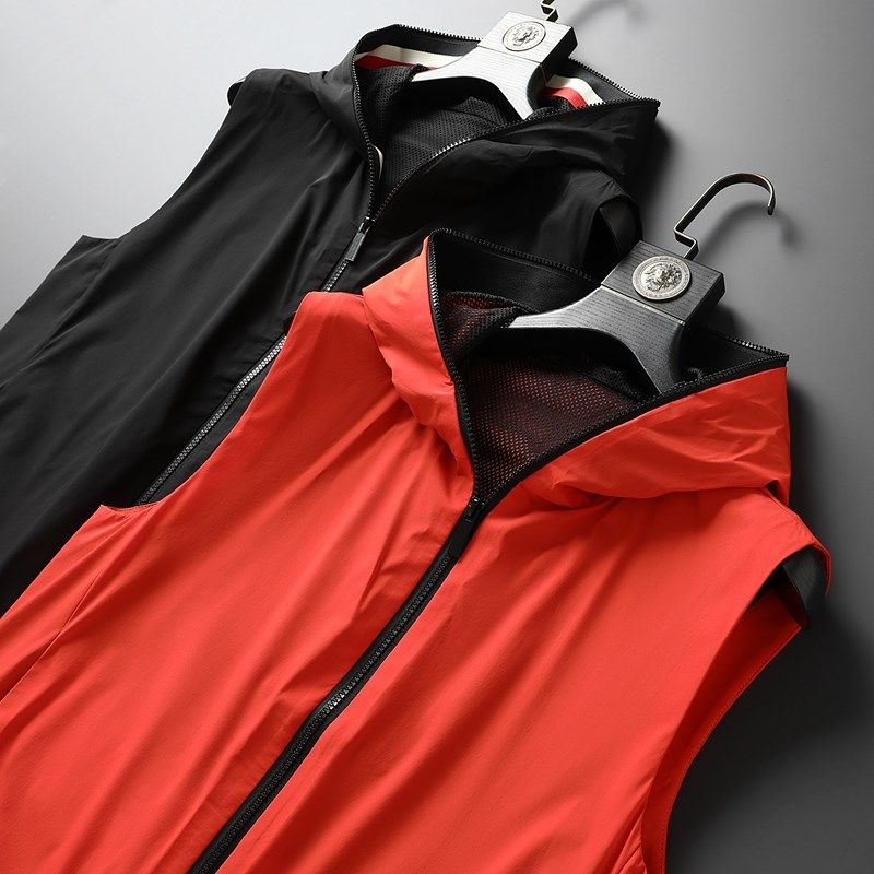 轻奢品质休闲薄款连帽马甲男士时尚修身高端无袖外套男外穿背心帅