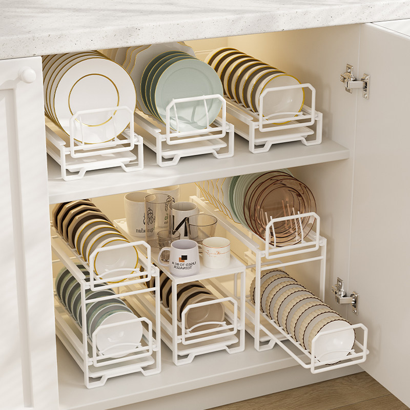 厨房碗架收纳层架整体橱柜内置抽拉抽屉式拉篮家用免打孔碗盘子沥,厨房/烹饪用具,碗架,淘宝优惠券,粉丝福利购,淘宝优惠卷