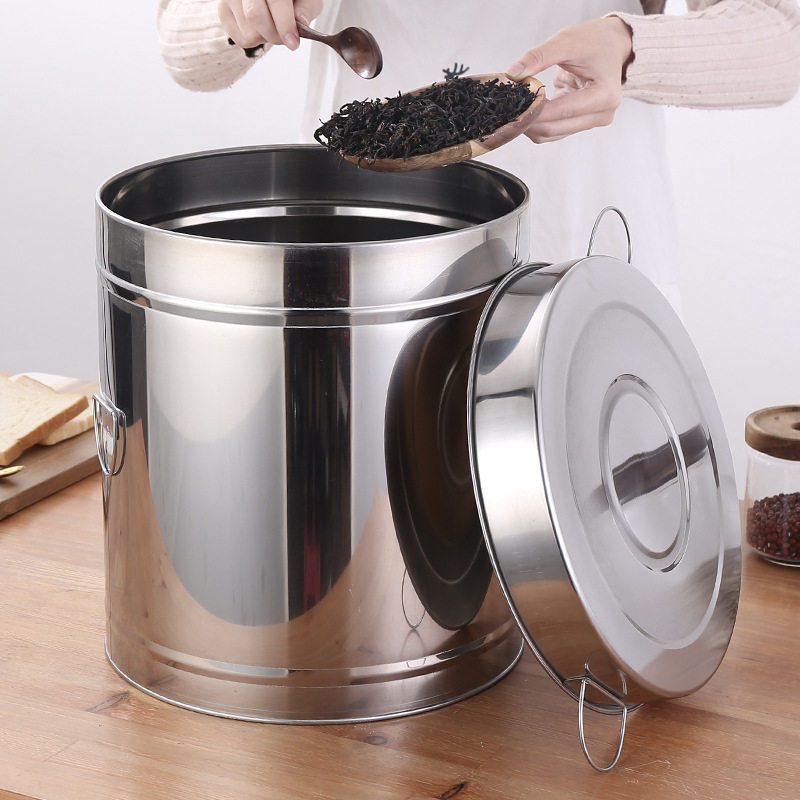 大容量茶叶桶储茶罐不锈钢加厚40斤米桶防虫防潮密封陈皮储粮面桶,餐饮具,茶叶罐,淘宝优惠券,粉丝福利购,淘宝优惠卷