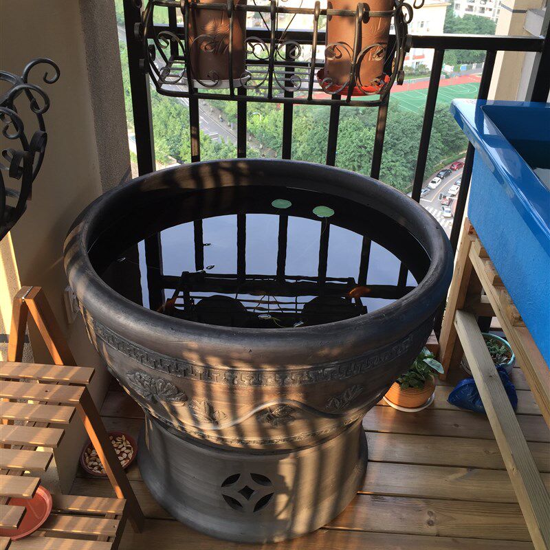 客厅鱼缸景观莲花盆养金鱼缸乌龟缸睡莲荷花陶瓷鱼盆老北京鱼盆