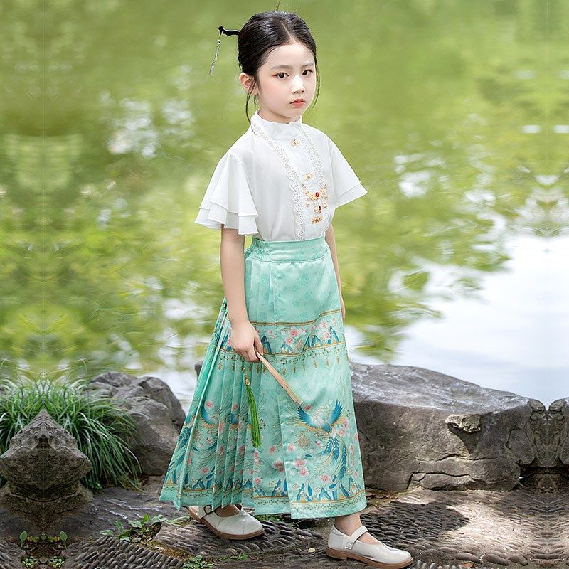 女童中国风古装改良马面裙套装女孩大童夏款儿童汉服童装明制唐装,童装/婴儿装/亲子装,汉服,淘宝优惠券,粉丝福利购,淘宝优惠卷