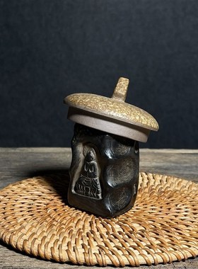 中式复古手作敦煌佛窟禅意摆件创意仿古茶桌桌面做旧装饰盖置摆件