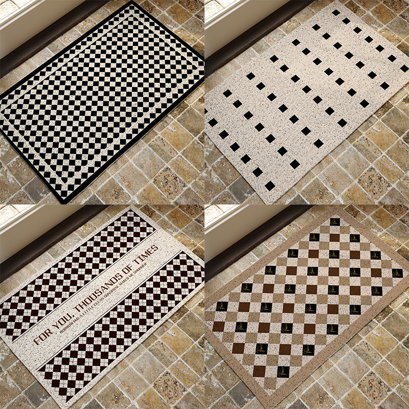 丝圈入户门地垫黑白格家用进门脚垫子防滑除尘可裁剪定制玄关地毯,居家布艺,入户地垫,淘宝优惠券,粉丝福利购,淘宝优惠卷