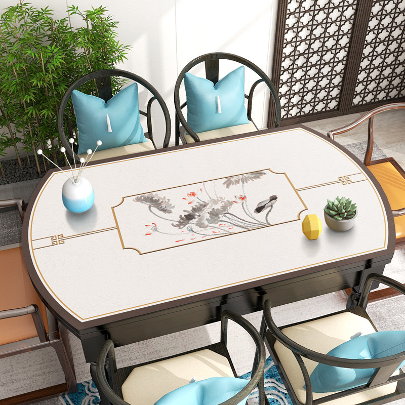 新中式椭圆形餐桌垫防水防油免洗中国风pvc防烫折叠圆桌桌布定制,居家布艺,桌布,淘宝优惠券,粉丝福利购,淘宝优惠卷