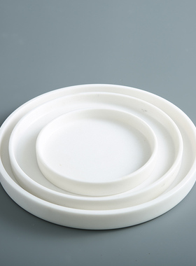 北欧白色圆形大理石托盘 样板房客厅茶几桌面装饰置物收纳盘摆件