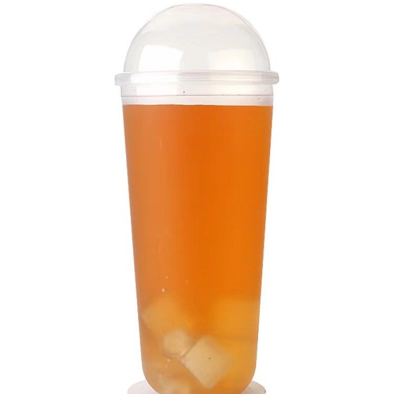 90口径半圆盖一次性奶茶热饮咖啡95透明平盖98高盖黑色防漏盖杯盖