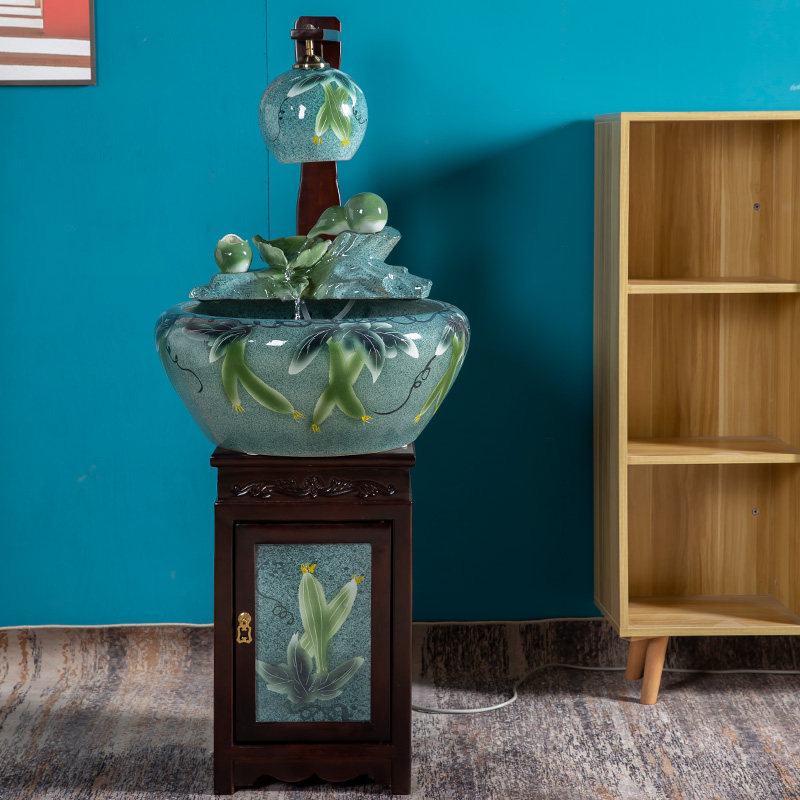 陶瓷循环流水生财摆件客厅办公室玄关招财加湿装饰品送礼开业礼品