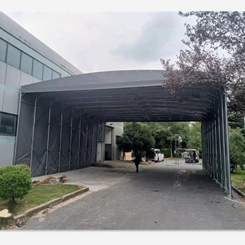 伸缩式雨篷可移动折叠雨棚遮阳棚大型推拉雨棚布电动收缩驱动南京