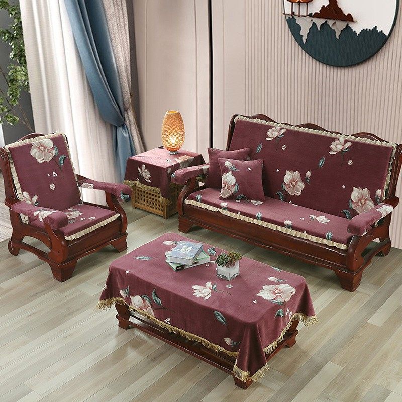 凉椅坐垫带靠背木质沙发座垫靠垫一体家用中式红木椅垫组合套装冬