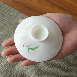 白瓷三才盖碗单盖子泡茶碗茶杯盖子配盖功夫茶具零配件羊脂单个盖