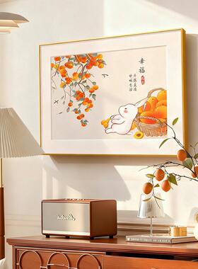 新中式饭厅装饰画文字寓意好饭厅挂画大吉大利客厅餐桌背景墙壁画