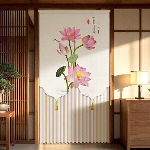 防蚊门帘隔断帘2025新款家用卫生间免打孔布艺蕾丝卧室隐私遮挡帘