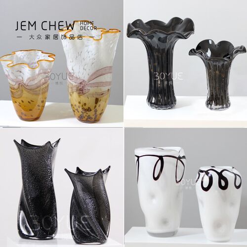 中古风玻璃花瓶多款琉璃创意水培插花样板间售楼酒店餐桌家具饰品