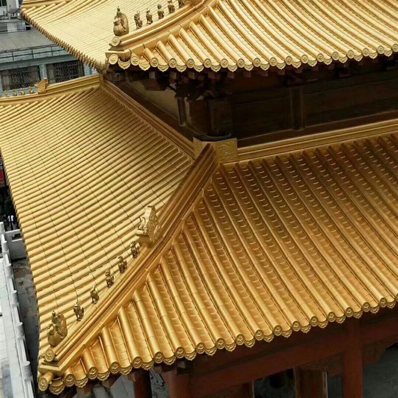 古建屋面铝合金筒瓦2号,铝制仿古瓦氟碳漆 铝筒瓦 金属琉璃瓦