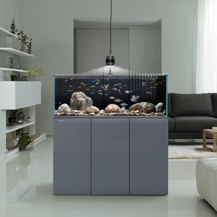 闽江溪流鱼缸底过滤办公家用客厅水族水草生态造景养鱼超白工业风