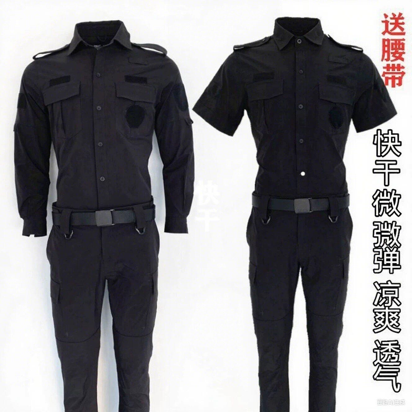 新款速干微弹作战训练服套装教官服保安服夏季黑色工装服
