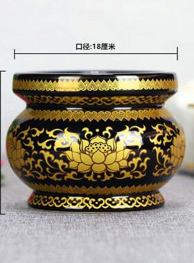 中式陶瓷黑色五供五贡佛具插花瓶圣水杯水果盘上立香炉檀香炉烛台